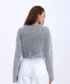 43191 TRİKO CROP KAZAK-GRİ