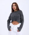 43191 TRİKO CROP KAZAK-SİYAH