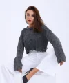 43191 TRİKO CROP KAZAK-SİYAH