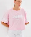 4322 Baskılı Oversize Basic Tişört - Pembe
