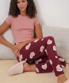 4323 Desenli Pijama Altı - Bordo