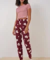 4323 Desenli Pijama Altı - Bordo