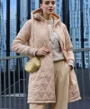 51 Kapitone Uzun Şişme Mont  Bej