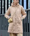51 Kapitone Uzun Şişme Mont  Bej