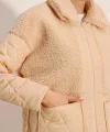 5182 Peluş Detaylı Oversize Şişme Mont  Bej