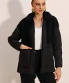 5182 Peluş Detaylı Oversize Şişme Mont  Siyah