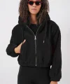 5193 Kapüşonlu Peluş Crop Ceket  Siyah