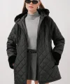 5197 Kapüşonlu Kapitone Mont  Siyah