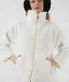 5211 Fermuarlı Peluş Mont  Ekru
