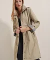 5808 Bel Bağlamalı Trençkot - Bej