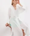 5835 Yırtmaçlı Yazlık Kimono - Beyaz