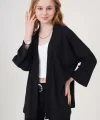 5862 Örme Kimono - Siyah