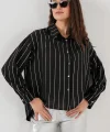5924 Gümüş Çizgili Gömlek  Siyah