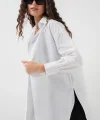 5946 Oversize Uzun Gömlek Tunik  Beyaz