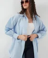 5946 Oversize Uzun Gömlek Tunik  Mavi