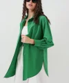 5946 Oversize Uzun Gömlek Tunik  Yeşil