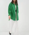 5946 Oversize Uzun Gömlek Tunik  Yeşil