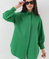 5946 Oversize Uzun Gömlek Tunik  Yeşil