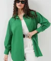 5946 Oversize Uzun Gömlek Tunik  Yeşil