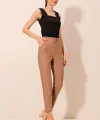 6560 Beli Lastikli Bağcıklı Pantolon  Camel