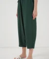 6591 Dokuma Şalvar Pantolon - Zümrüt Yeşili