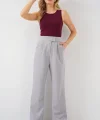 6612 Yüksek Bel Kumaş Pantolon - Gri