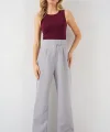 6612 Yüksek Bel Kumaş Pantolon - Gri
