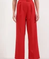 6645 Yüksek Bel Cırtlı Palazzo Pantolon  Kırmızı