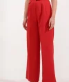 6645 Yüksek Bel Cırtlı Palazzo Pantolon  Kırmızı