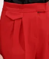 6645 Yüksek Bel Cırtlı Palazzo Pantolon  Kırmızı