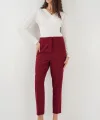6650 Yüksek Bel Kumaş Pantolon  Bordo
