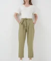 6660 Kemerli Keten Pantolon  Haki