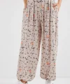 6665 Desenli Şalvar Pantolon  Krem
