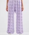 6665 Desenli Şalvar Pantolon  Lila