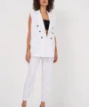 6675 Kruvaze Yelek Pantolon İkili Takım - Ekru