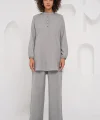 6678 Keten Tunik Pantolon İkili Takım - Gri