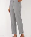 6686 Pileli Kemerli Kumaş Pantolon  Gri
