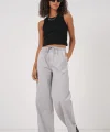 6690 Bol Paça Yüksek Bel Pantolon  Gri