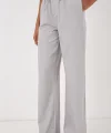 6690 Bol Paça Yüksek Bel Pantolon  Gri