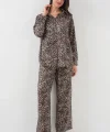 6699 Leopar Desenli Alt Üst Takım - C. Kahverengi