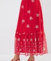 8010 Desenli Şifon Etek - A.Kırmızı