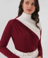9 Büzgü Detaylı Sandy Bluz  Bordo