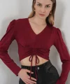 9 Sandy Crop Bluz  Bordo