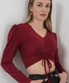 9 Sandy Crop Bluz  Bordo