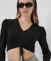 9 Sandy Crop Bluz  Siyah