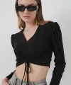 9 Sandy Crop Bluz  Siyah