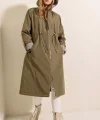 9091 Beli Büzgülü Kapşonlu Trençkot - Haki