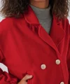 9117 Kruvaze Yaka Crop Ceket  Kırmızı