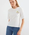 912 Baskılı Örme Basic Tişört - Beyaz