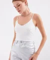 918 İp Askılı Crop Top - Beyaz